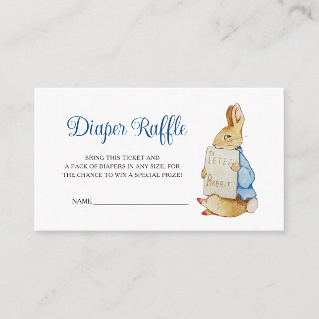 Peter Rabbit Baby Duwer Diaper Raffle Begleitkarte (Vorderseite)