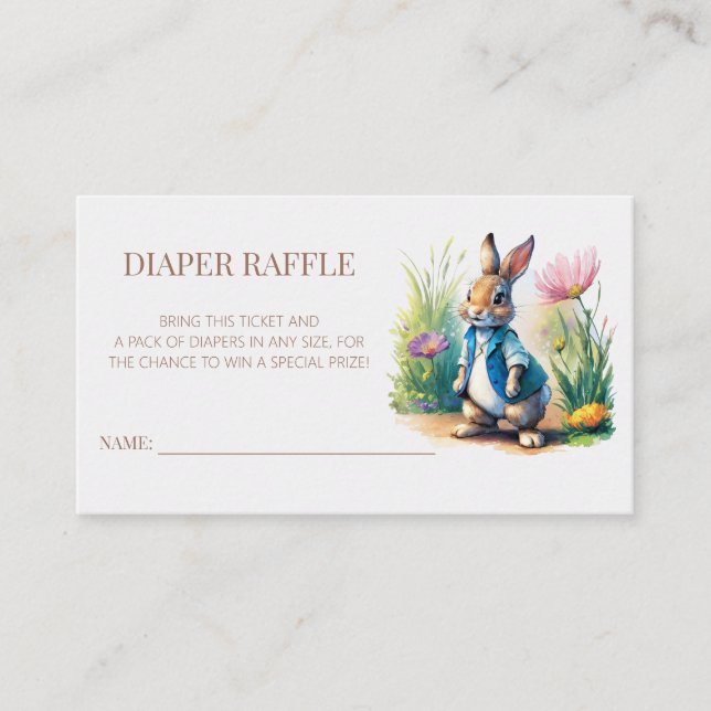 Peter Rabbit Baby Duwer Diaper Raffle Begleitkarte (Vorderseite)