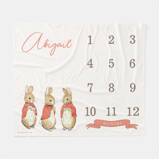 Peter Rabbit | Baby Girl 12 Monate Milestone Fleecedecke (Vorderseite (Horizontal))