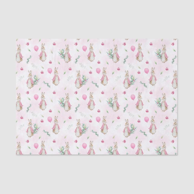 Peter Rabbit Baby Pink Seidenpapier (Vorderseite)