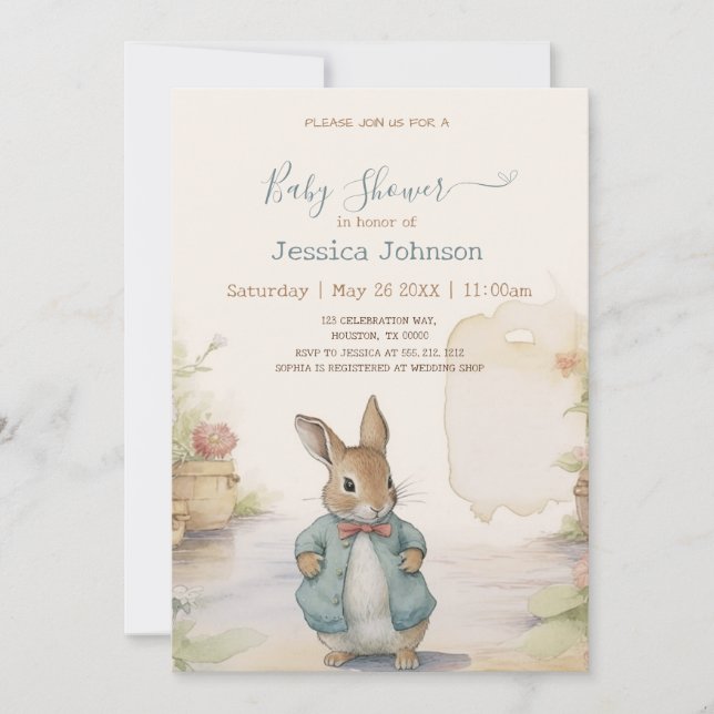 Peter Rabbit Baby shower Invitation (Devant)