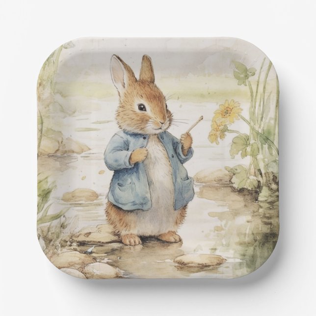 Peter Rabbit Baby Shower Pappteller (Vorderseite)