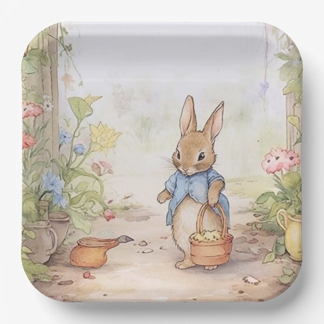 Peter Rabbit Baby Shower Pappteller (Vorderseite)