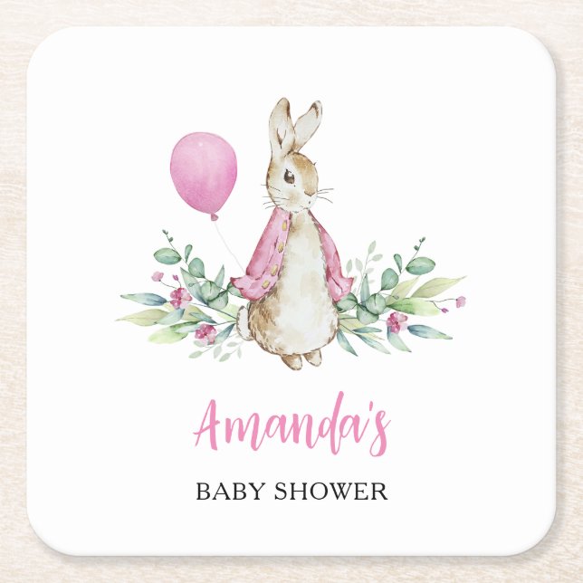 Peter Rabbit Baby Shower Rechteckiger Pappuntersetzer (Vorderseite)