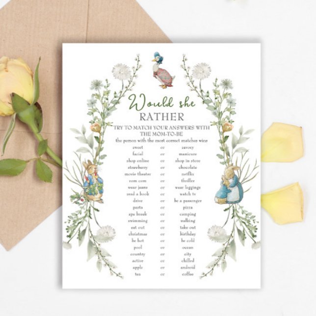 Peter Rabbit Babydusche würde sie eher (Von Creator hochgeladen)