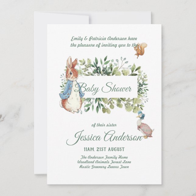 Peter Rabbit BÉBÉ DOUCHE Invitations garçon ou fil (Devant)