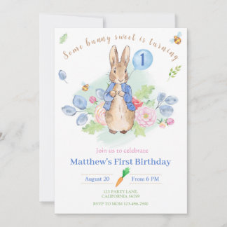 Peter Rabbit Birthday Einladung Bunny 1. Einladung