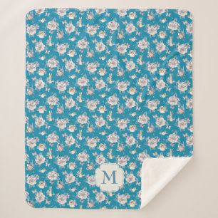 Peter Rabbit   Blaues Blumengartenmuster Sherpadecke
