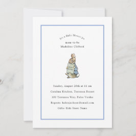 Peter Rabbit Blue and White Vintag Baby Shower Einladung