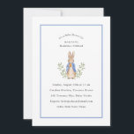 Peter Rabbit Blue Vintag Baby Dusche Einladung<br><div class="desc">Klassischer Peter Rabbit mit Karotten; Hintergrundfarbe und blaue Grenze sind beide editierbar,  zusammen mit dem ganzen Text</div>