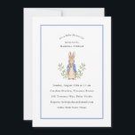 Peter Rabbit Blue Vintag Baby Dusche Einladung<br><div class="desc">Klassischer Peter Rabbit mit Karotten; Hintergrundfarbe und blaue Grenze sind beide editierbar,  zusammen mit dem ganzen Text</div>