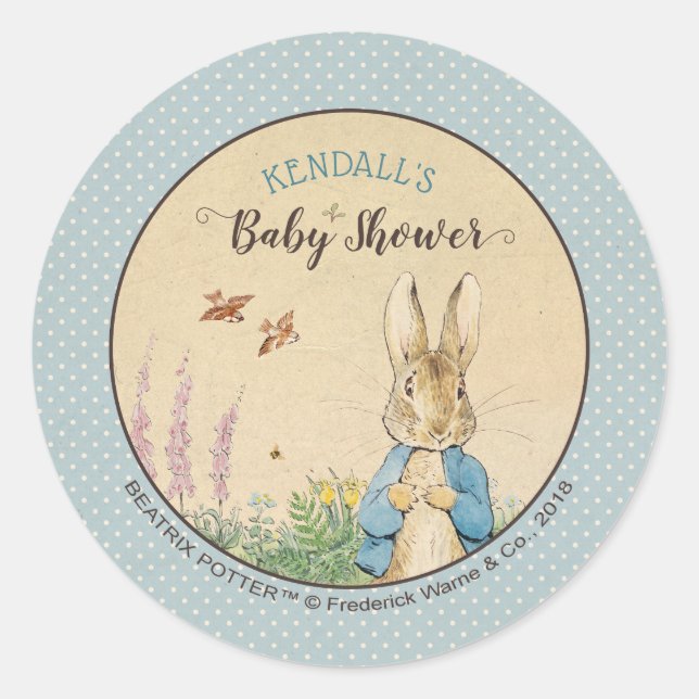Peter Rabbit | Boy Baby Dusche Runder Aufkleber (Vorderseite)