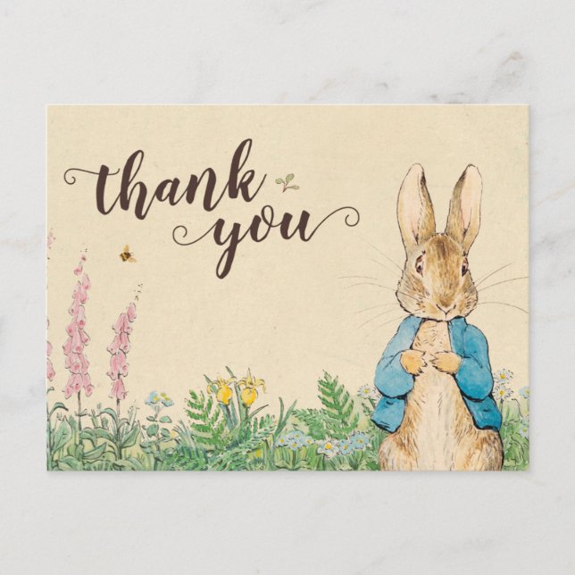 Peter Rabbit | Boy Baby Dusche Vielen Dank Postkarte (Vorderseite)