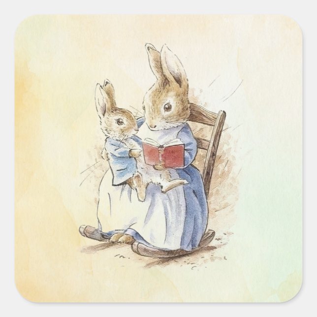 Peter Rabbit (Buch) Quadratischer Aufkleber (Vorderseite)