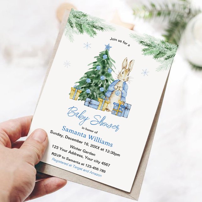 Peter Rabbit Christmas Baby Shower Einladung (Von Creator hochgeladen)
