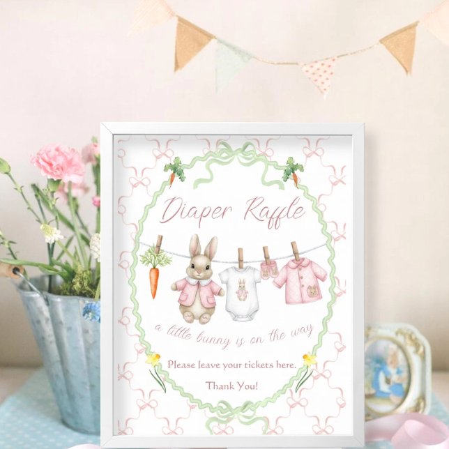 Peter Rabbit Clothesline Baby Shower Diaper Raffle Poster (Von Creator hochgeladen)