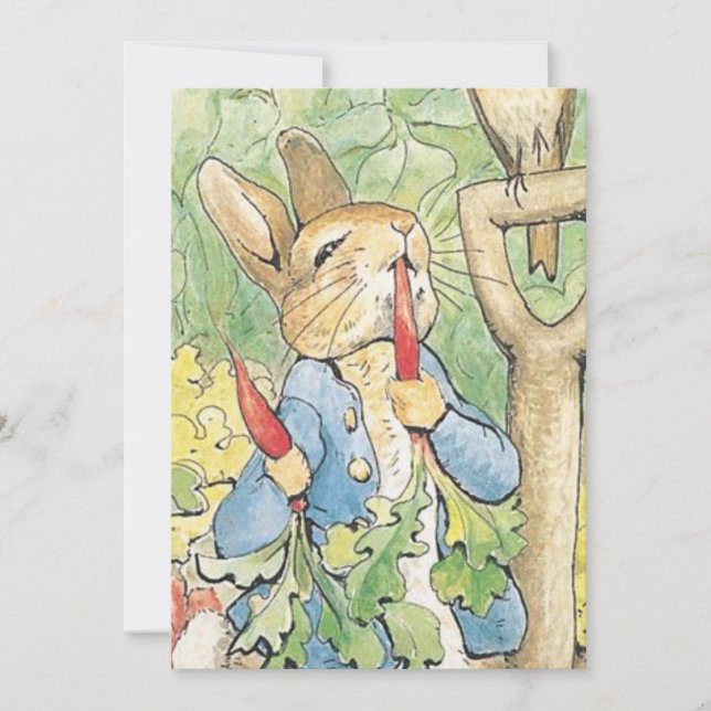 Peter Rabbit im Garten - Beatrix Potter Einladung (Vorderseite)