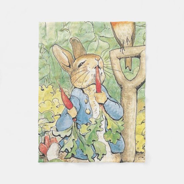 Peter Rabbit im Garten - Beatrix Potter Fleecedecke (Vorderseite)