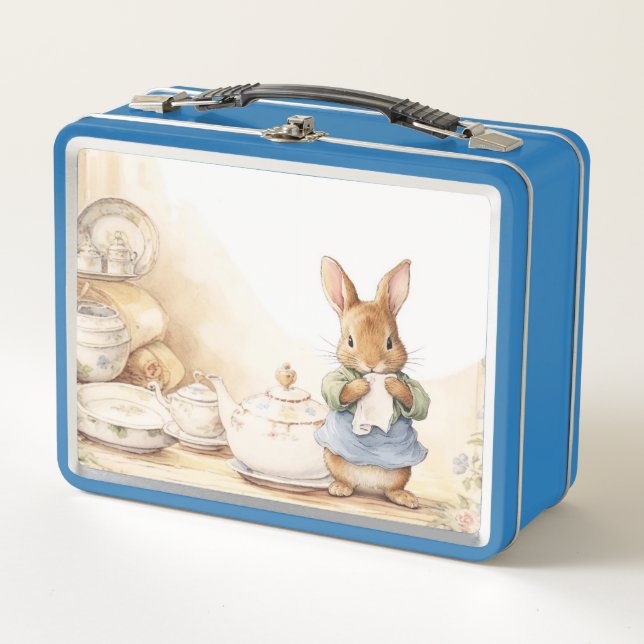 Peter Rabbit in der Küche mit Geschirr Metall Brotdose (Vorderseite)