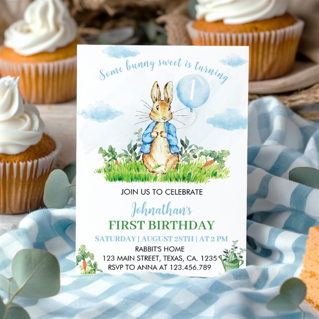 Peter Rabbit Invitation pour le premier anniversai (Créateur téléchargé)