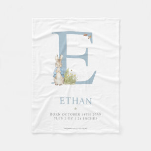Peter Rabbit   Personalisierter Buchstabe E Fleecedecke