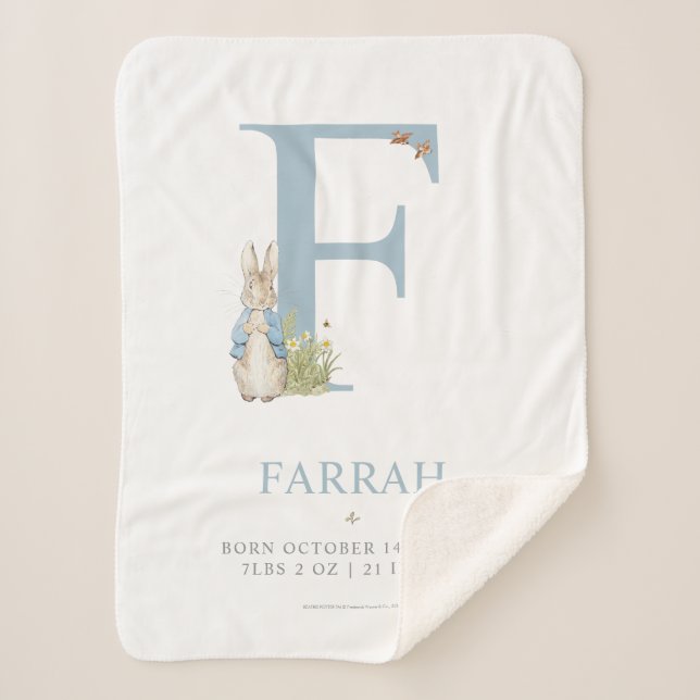 Peter Rabbit | Personalisierter Buchstabe F Sherpadecke (Vorderseite)