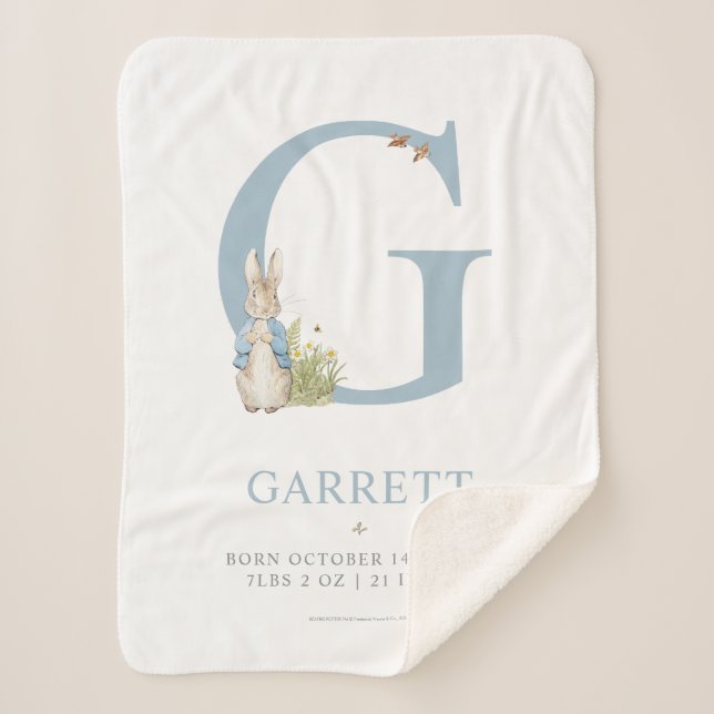 Peter Rabbit | Personalisierter Buchstabe G Sherpadecke (Vorderseite)