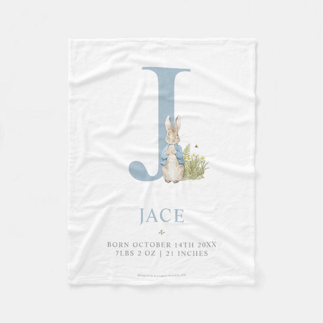 Peter Rabbit | Personalisierter Buchstabe J Fleecedecke (Vorderseite)