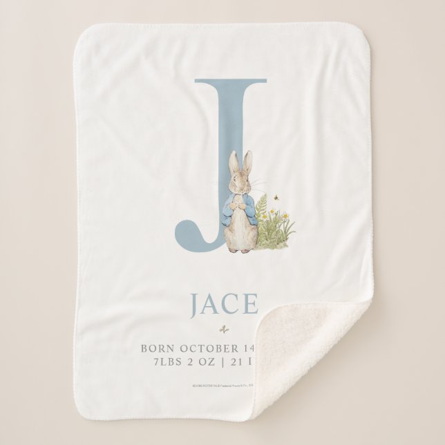 Peter Rabbit | Personalisierter Buchstabe J Sherpadecke (Vorderseite)