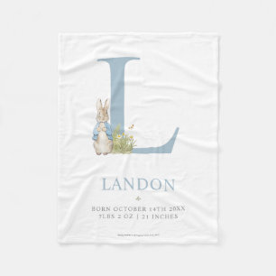 Peter Rabbit   Personalisierter Buchstabe L Fleecedecke
