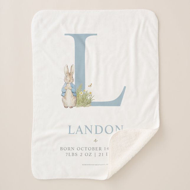 Peter Rabbit | Personalisierter Buchstabe L Sherpadecke (Vorderseite)