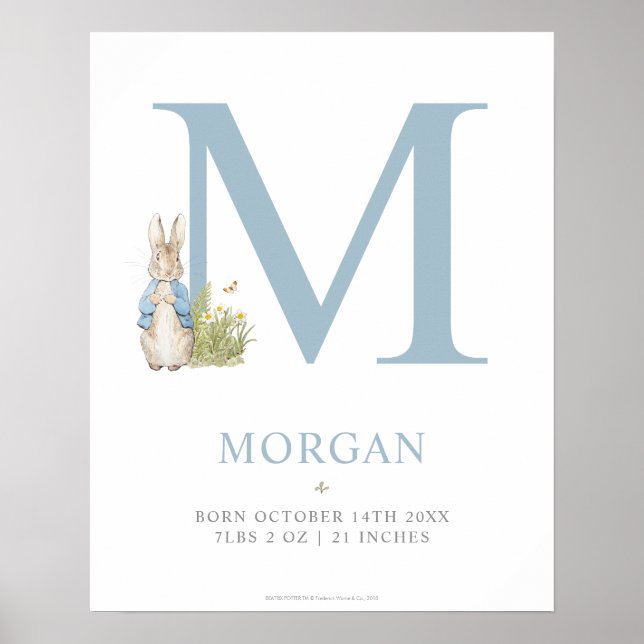 Peter Rabbit | Personalisierter Buchstabe M Poster (Vorne)