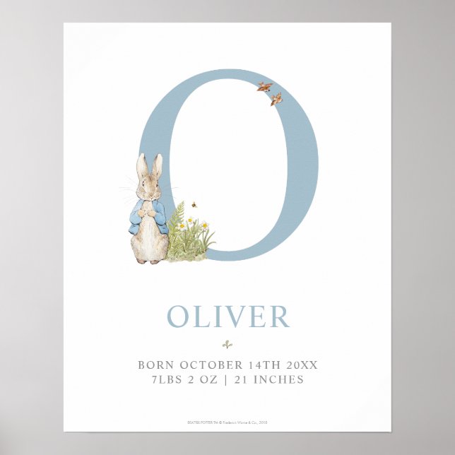 Peter Rabbit | Personalisierter Buchstabe O Poster (Vorne)