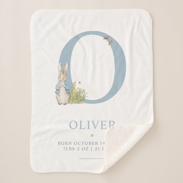 Peter Rabbit | Personalisierter Buchstabe O Sherpadecke (Vorderseite)