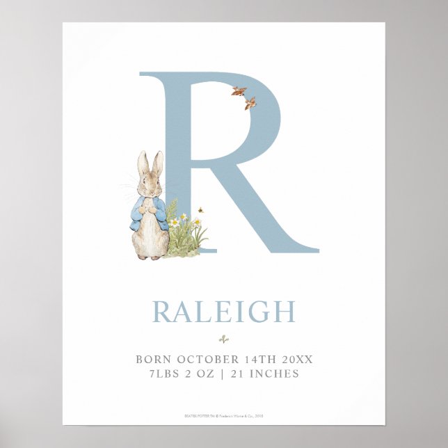 Peter Rabbit | Personalisierter Buchstabe R Poster (Vorne)
