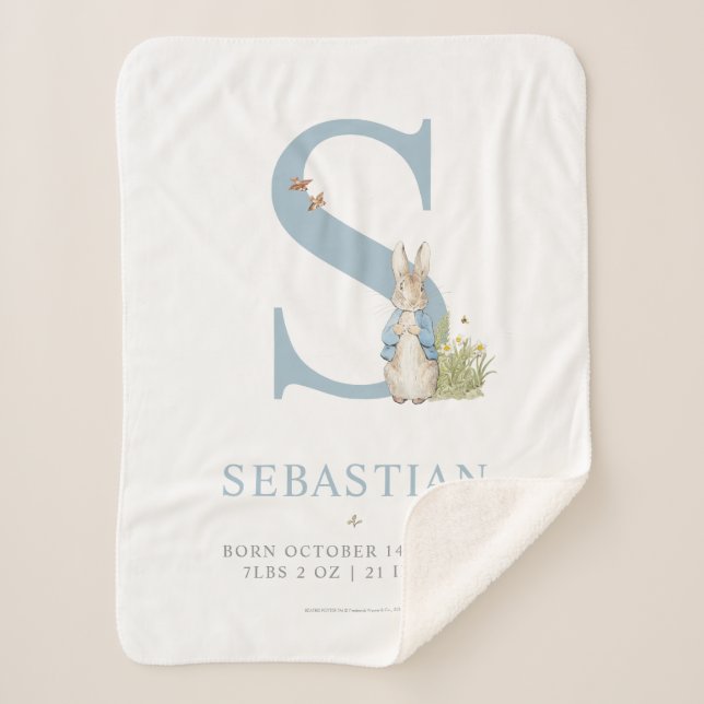 Peter Rabbit | Personalisierter Buchstabe S Sherpadecke (Vorderseite)