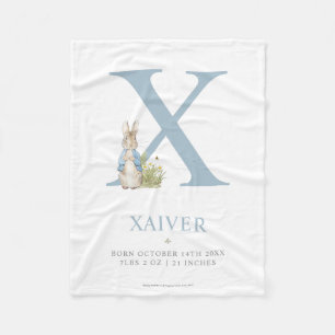 Peter Rabbit   Personalisierter Buchstabe X Fleecedecke