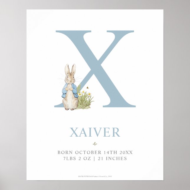 Peter Rabbit | Personalisierter Buchstabe X Poster (Vorne)