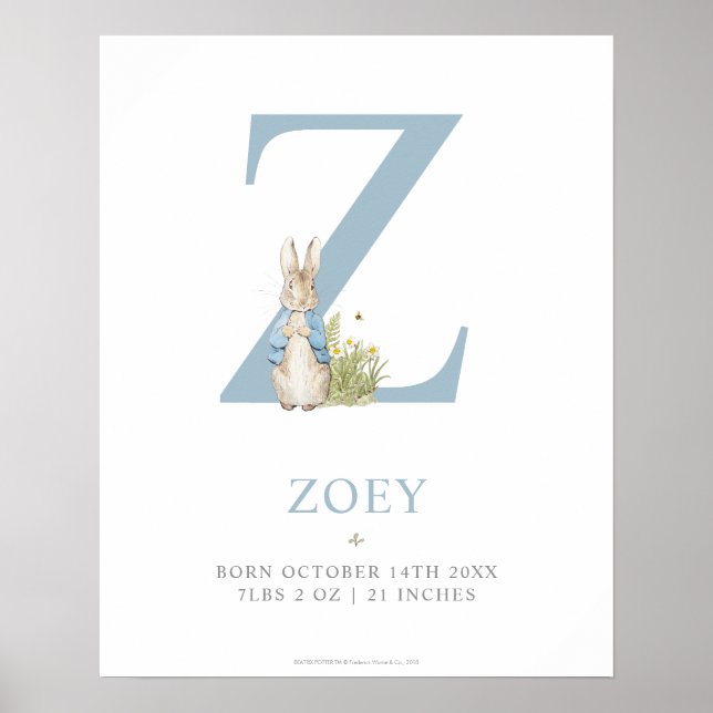 Peter Rabbit | Personalisierter Buchstabe Z Poster (Vorne)