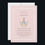Peter Rabbit Pink Vintag Baby Dusche Einladung<br><div class="desc">Klassischer Peter Rabbit mit Karotten; Hintergrundfarbe und Rand sind beide editierbar,  zusammen mit dem ganzen Text</div>