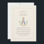 Peter Rabbit Pink Vintag Baby Dusche Einladung<br><div class="desc">Klassischer Peter Rabbit mit Karotten; Hintergrundfarbe und rosa Rahmen sind beide editierbar,  zusammen mit dem ganzen Text</div>