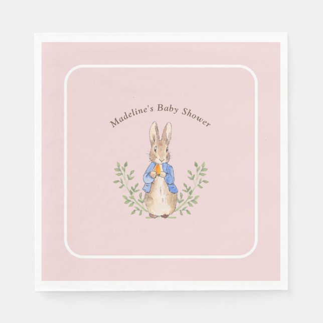 Peter Rabbit Pink Vintag Baby Dusche Serviette (Vorderseite)