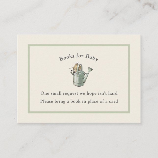 Peter Rabbit Sage Green Vintag Baby Book Begleitkarte (Vorderseite)