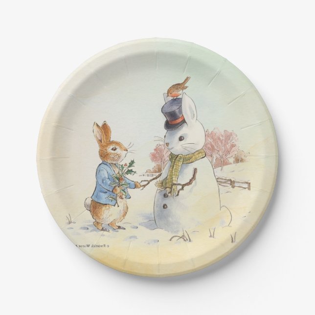 Peter Rabbit (Snowman) Pappteller (Vorderseite)