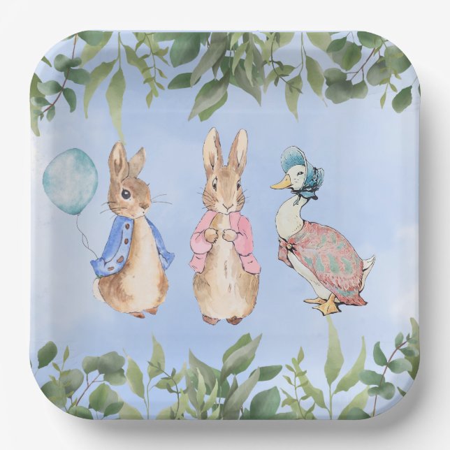 Peter Rabbit und Friends Kinderdusche Pappteller (Vorderseite)