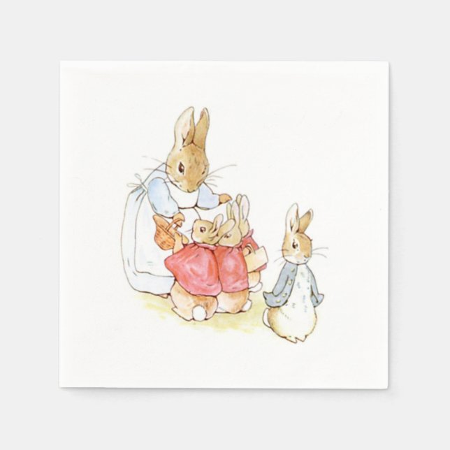 Peter Rabbit und seine Schwester (von Beatrix Pott Serviette (Vorderseite)