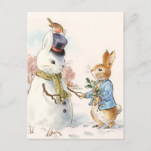 Peter Rabbit und Snowman von Beatrix Potter Postkarte