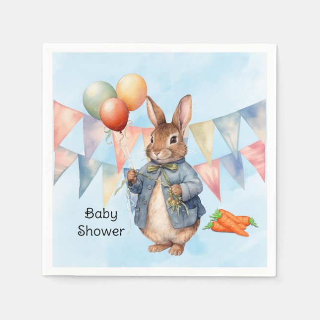 Peter Rabbit Watercolor Boy Baby Shower Serviette (Vorderseite)