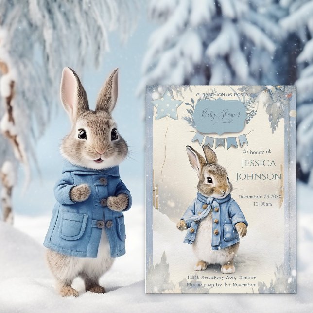 Peter Rabbit's Winter Holidays Baby Shower Einladung (Von Creator hochgeladen)