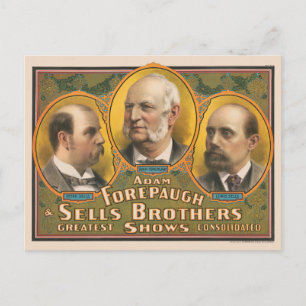 Peter Sells, Adam Forepaugh und Lewis Sells Postkarte